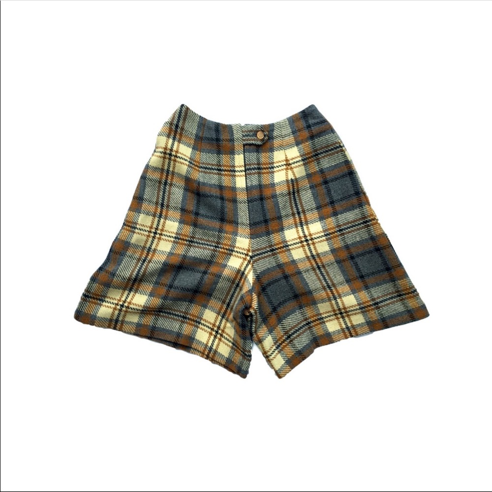 Vintage 1960s Handmade High-Waisted Plaid Shorts Vintage Handmade XXS